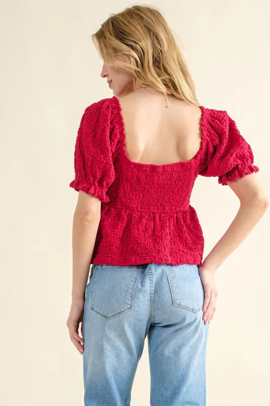 Lovely Textured and Smocked Top