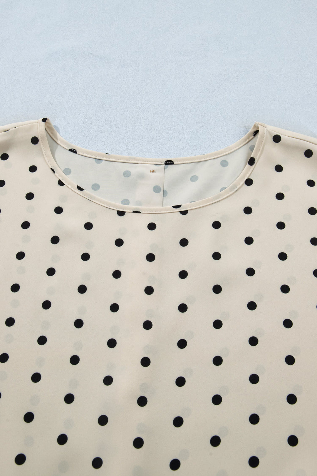 Apricot Plus Size Polka Dot Print Button Detail Short Sleeve Babydoll Blouse