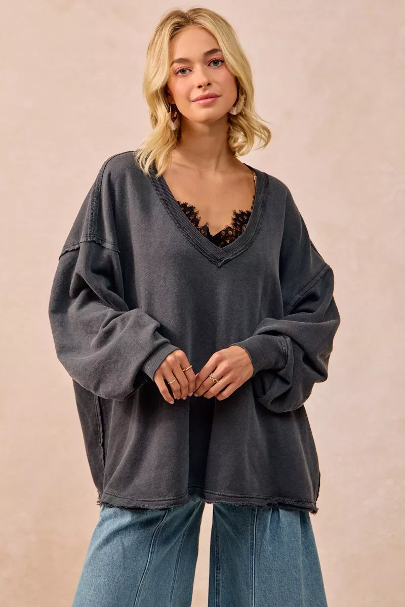 Mineral Washed French Terry Oversized Sweatshirt