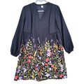 Old Navy Womens Small Black Floral Long Sleeve V Neck Sheer Shift Dress w Slip