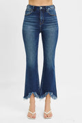 Full Size High Rise Crop Bootcut Fray Hem Jeans Plus Size