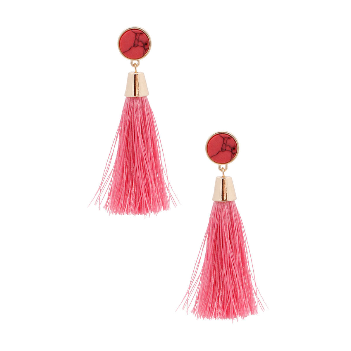 Silk Tassel Earrings with Pink Beads – Trendy Statement Jewelry