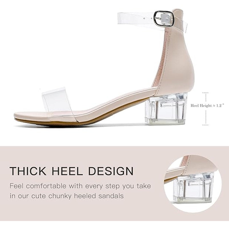 Dufannie Little Girls Size 12 Clear Low Heel Sandals Ankle Strap Wedding Shoes