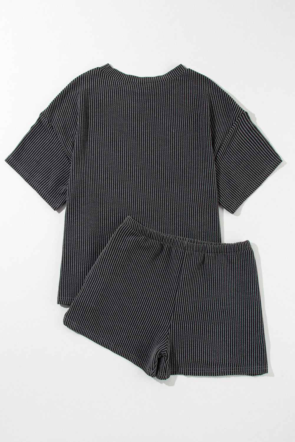 Carbon Grey Sequin Crawfish Food Print Textured Tee and Short Set