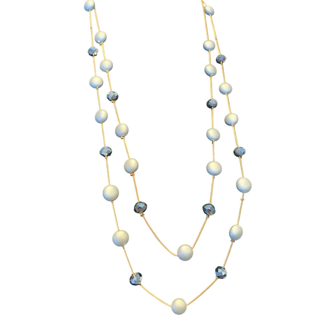4 New Shiny Silver Gold Black Matte Waterfall Beaded Opera Length Necklace Lot
