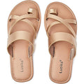 Luoika Womens 7.5W Gold Toe Strap Slide On Flats Sandals Flip Flop Shoes