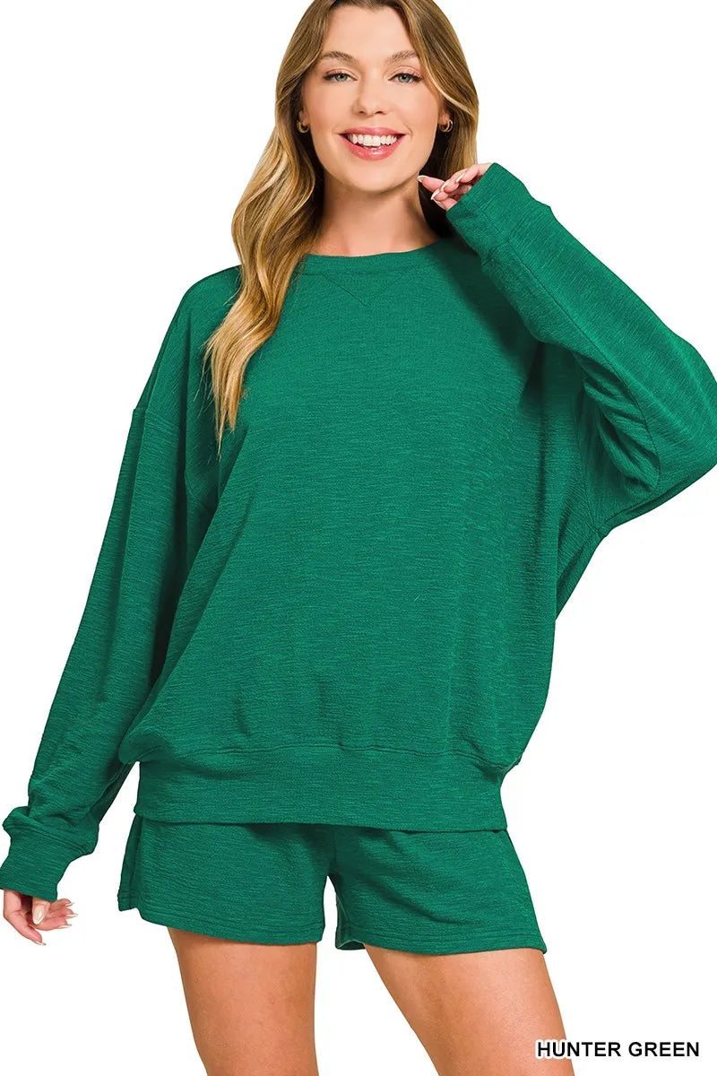 Slub Long Sleeve Top and Shorts Set