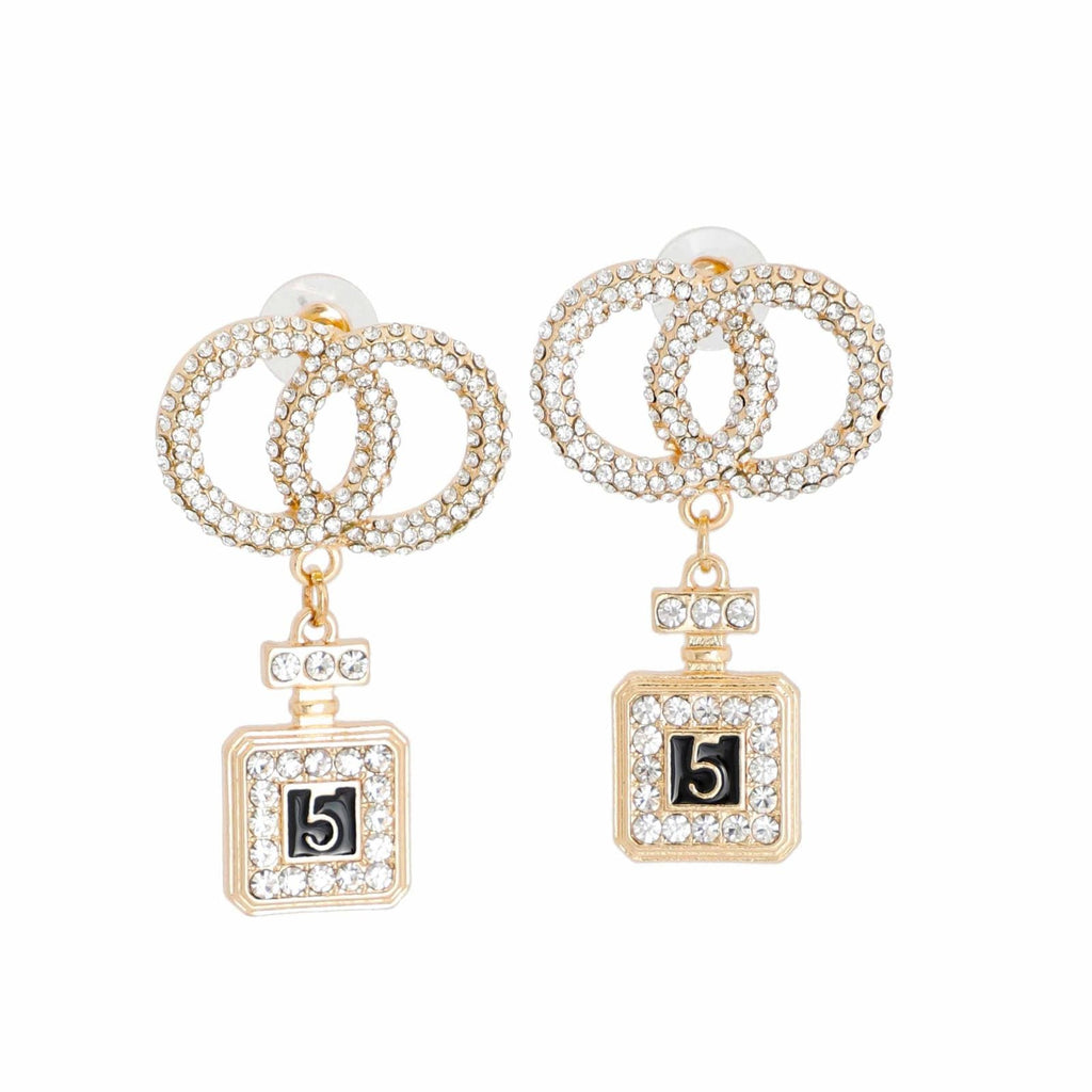 Fashion Earrings Gold Infinity Perfume Charm Stylish Statement Jewelry