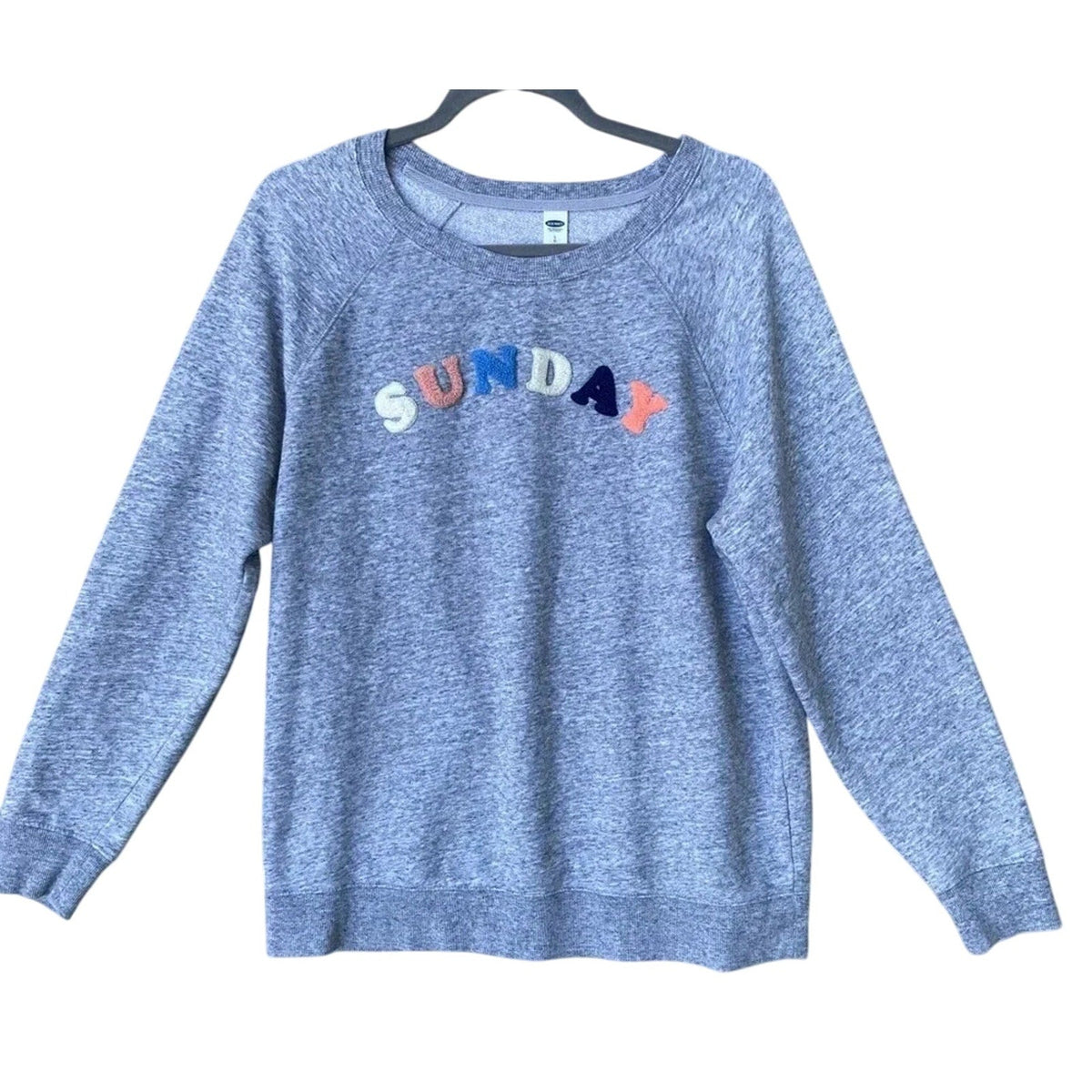 Old Navy Womens Large Heathered Gray Sunday Long Sleeve Crew Neck Sweatshirt