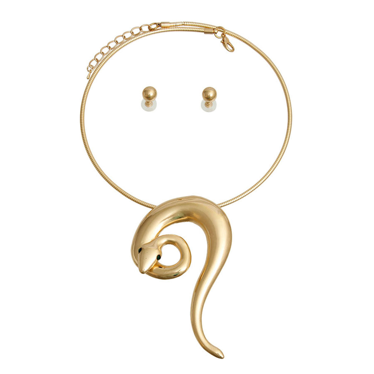 Statement Gold Rigid Coiled Snake Necklace Stylish Chic Jewelry Accessory