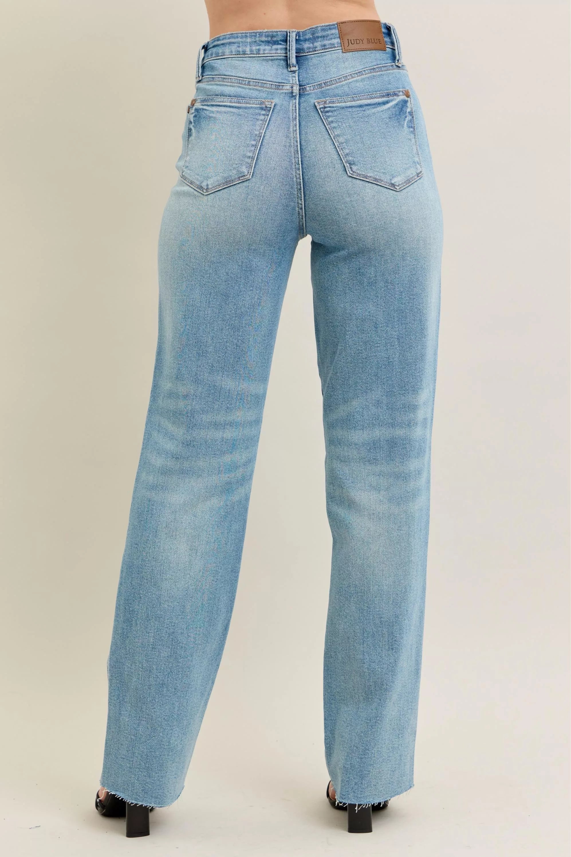 Full Size High Waist Rigid Magic Star Shaped Destroy 90's Straight Jeans Plus Size