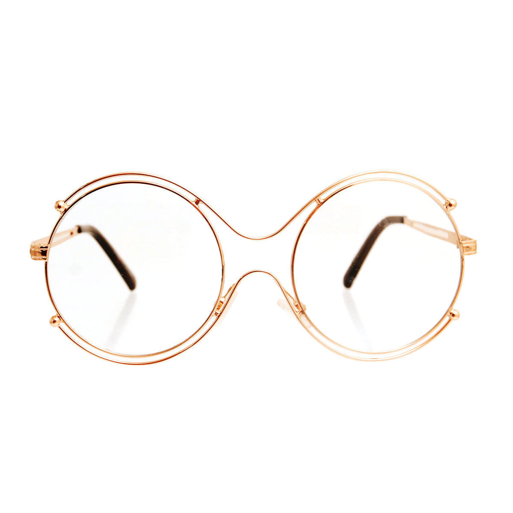 Clear Round Glasses Retro Gold Stylish Fashion Accessory