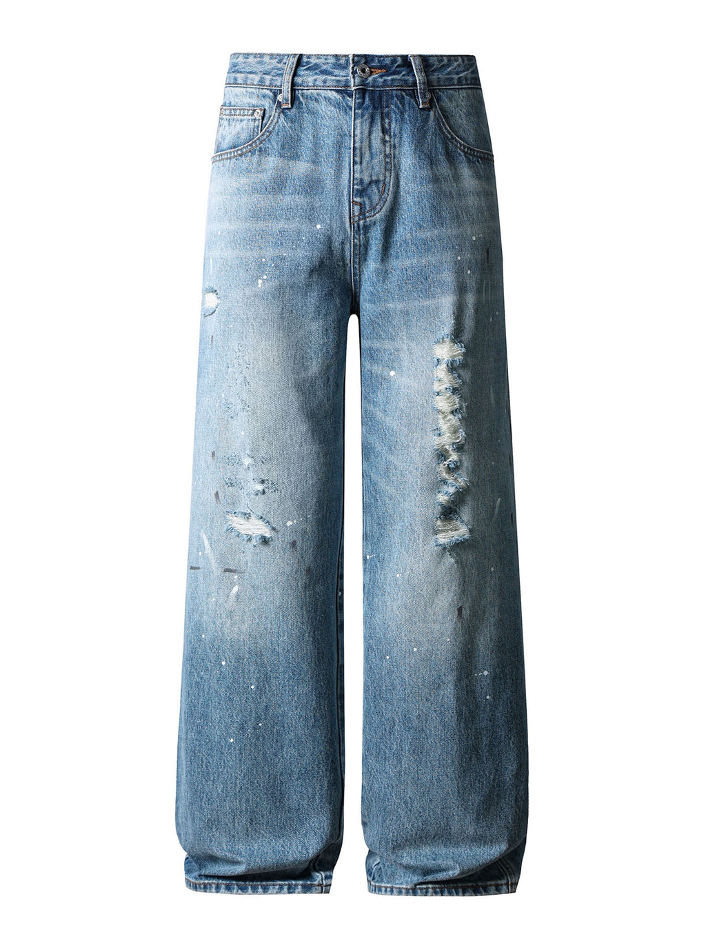 LIGHT WASH DISTRESSED BAGGY DENIM