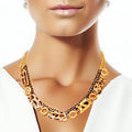 Leopard Link Jewelry Set Matte Gold Statement Stylish Accessories