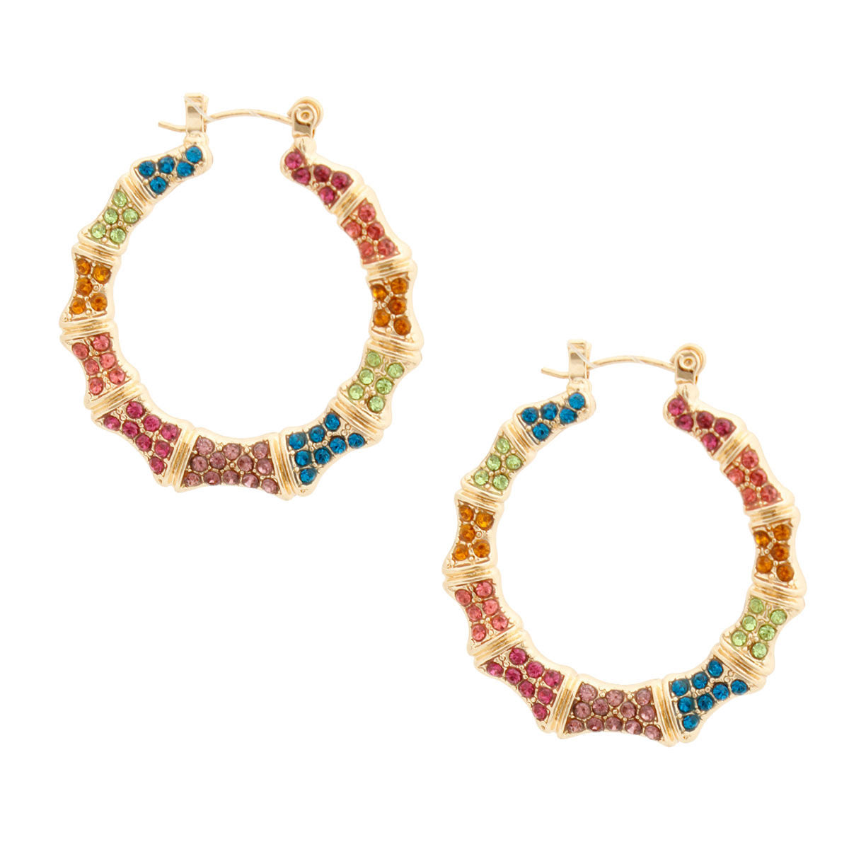 Thin Bamboo Hoop Earrings Multi Color Bling Stylish Statement Jewelry