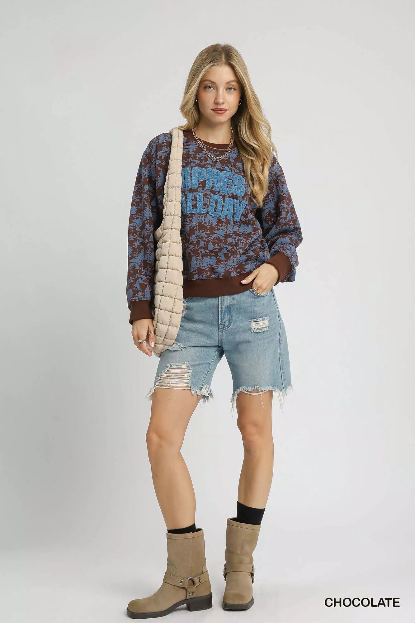 Scenic Print Cropped Sweatshirt