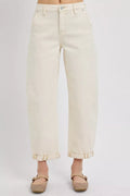High Rise Relaxed Barrel Cuffed Jeans