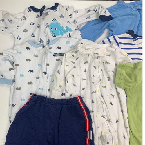 10 Baby Boys 3 Months Long Sleeve One Piece Zip Up Sleepers Clothes Lot