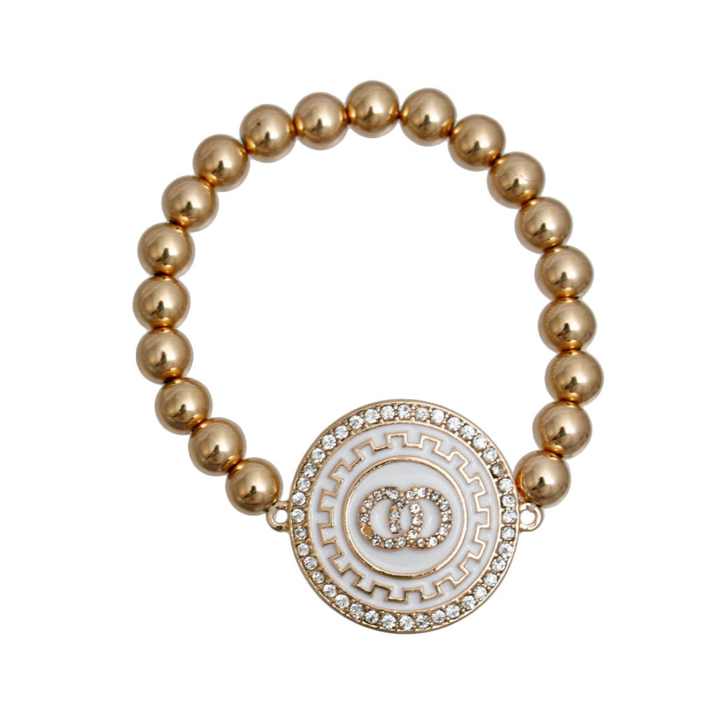 Infinity Detail Bracelet Gold and White Stylish Statement Jewelry