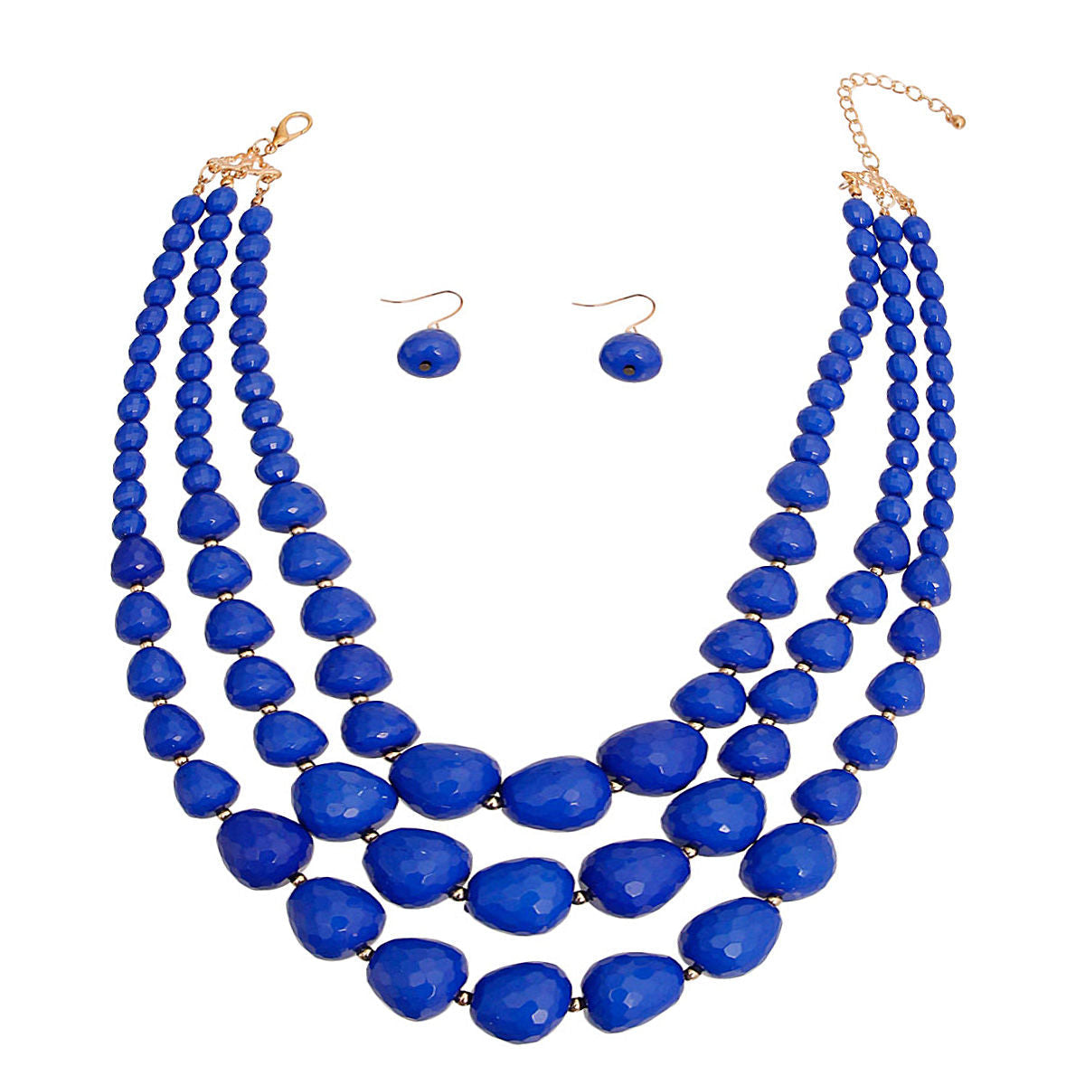 Cylinder Bead Necklace Blue Stylish Statement Jewelry Accessory