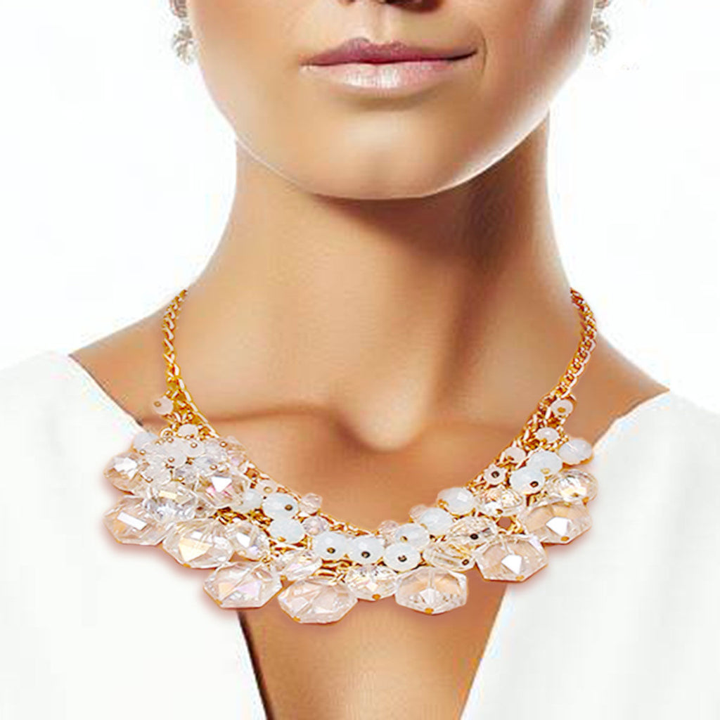 Clustered Bead Statement Necklace Set – Trendy Fashion Jewelry Accessory