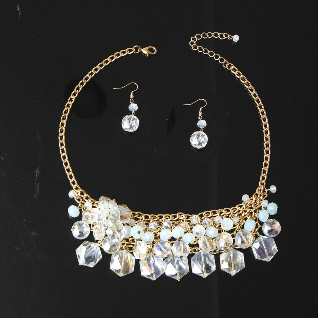 Clustered Bead Statement Necklace Set – Trendy Fashion Jewelry Accessory