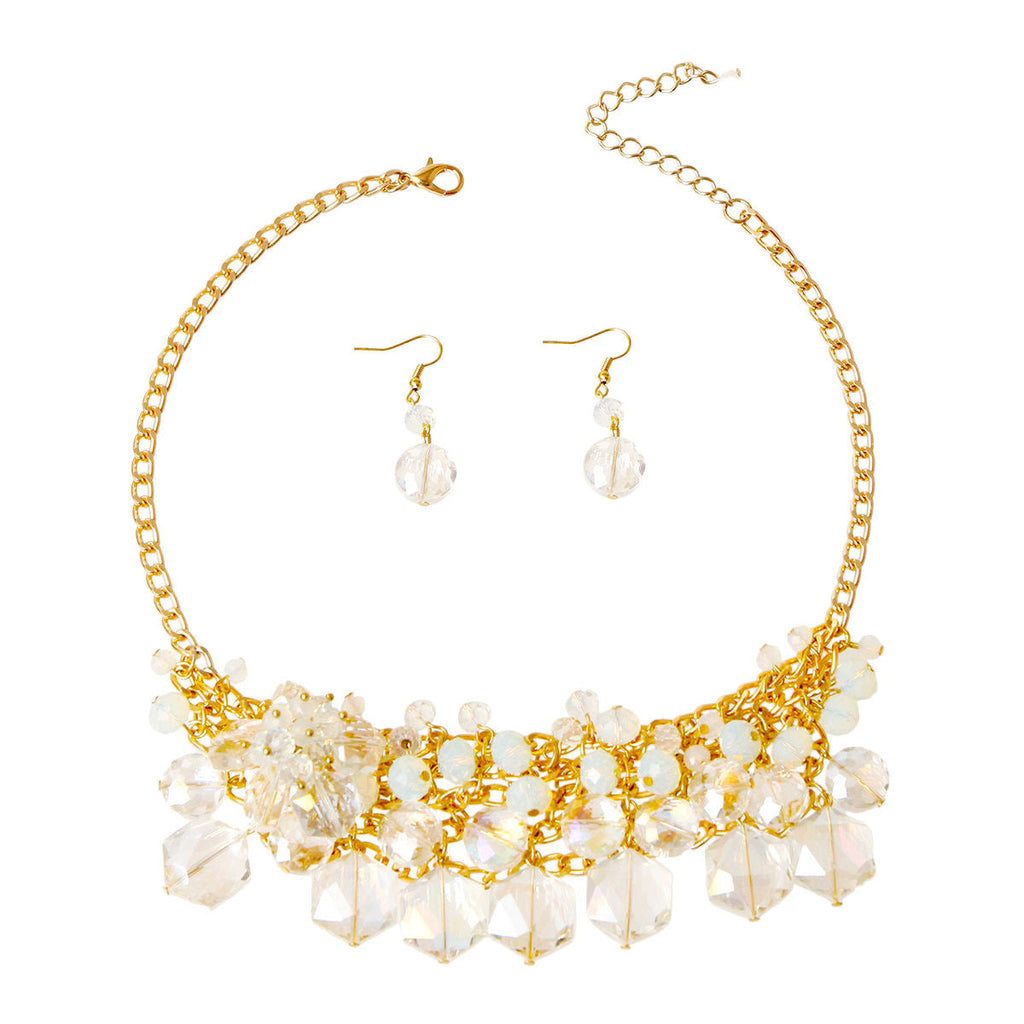 Clustered Bead Statement Necklace Set – Trendy Fashion Jewelry Accessory