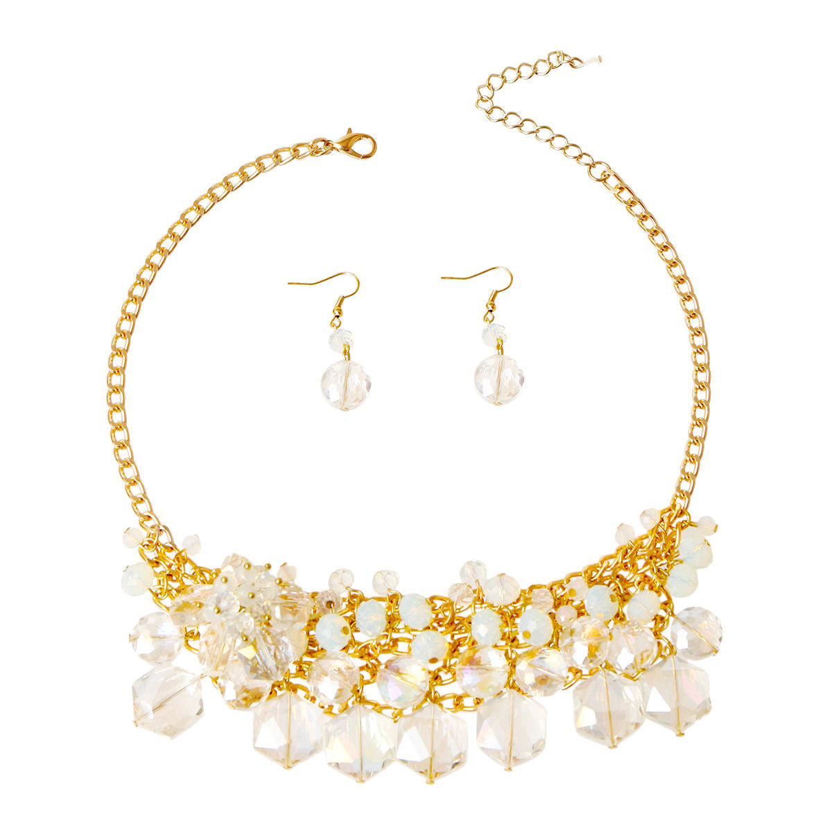 Clustered Bead Statement Necklace Set – Trendy Fashion Jewelry Accessory