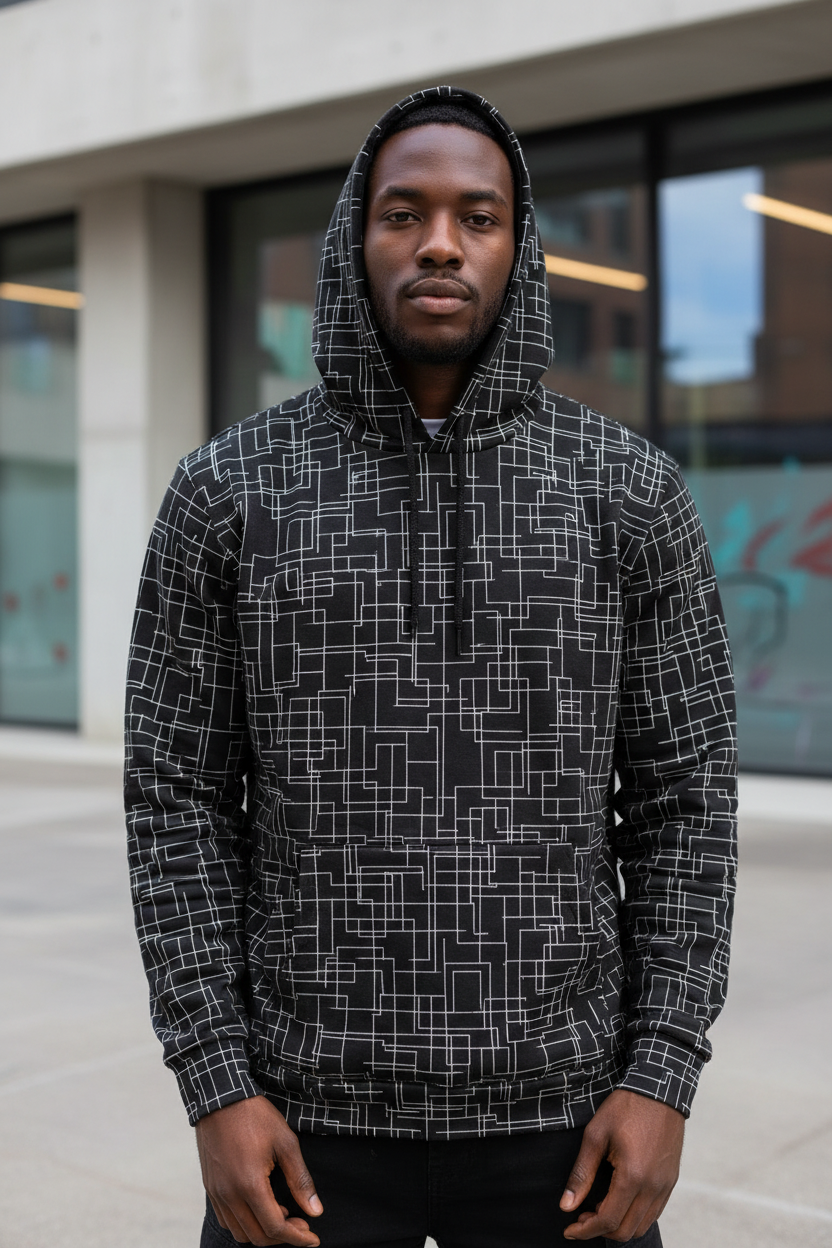 Architectural Silence Hoodie – Limited Drop – Minimalist Brutalist Geometric All-Over Print Unisex
