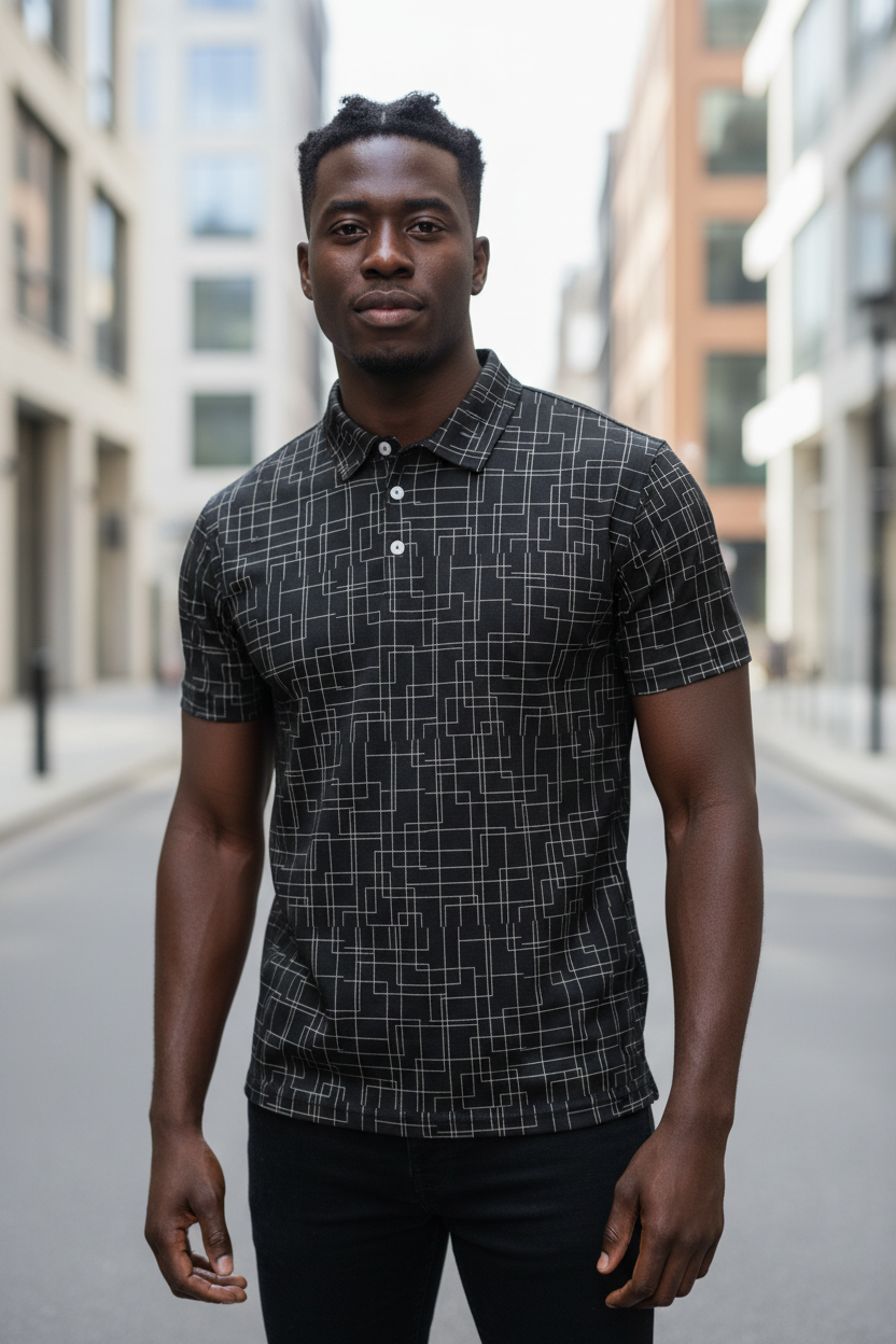 Architectural Silence Polo – Limited Drop – Minimalist Brutalist Geometric Slim Fit