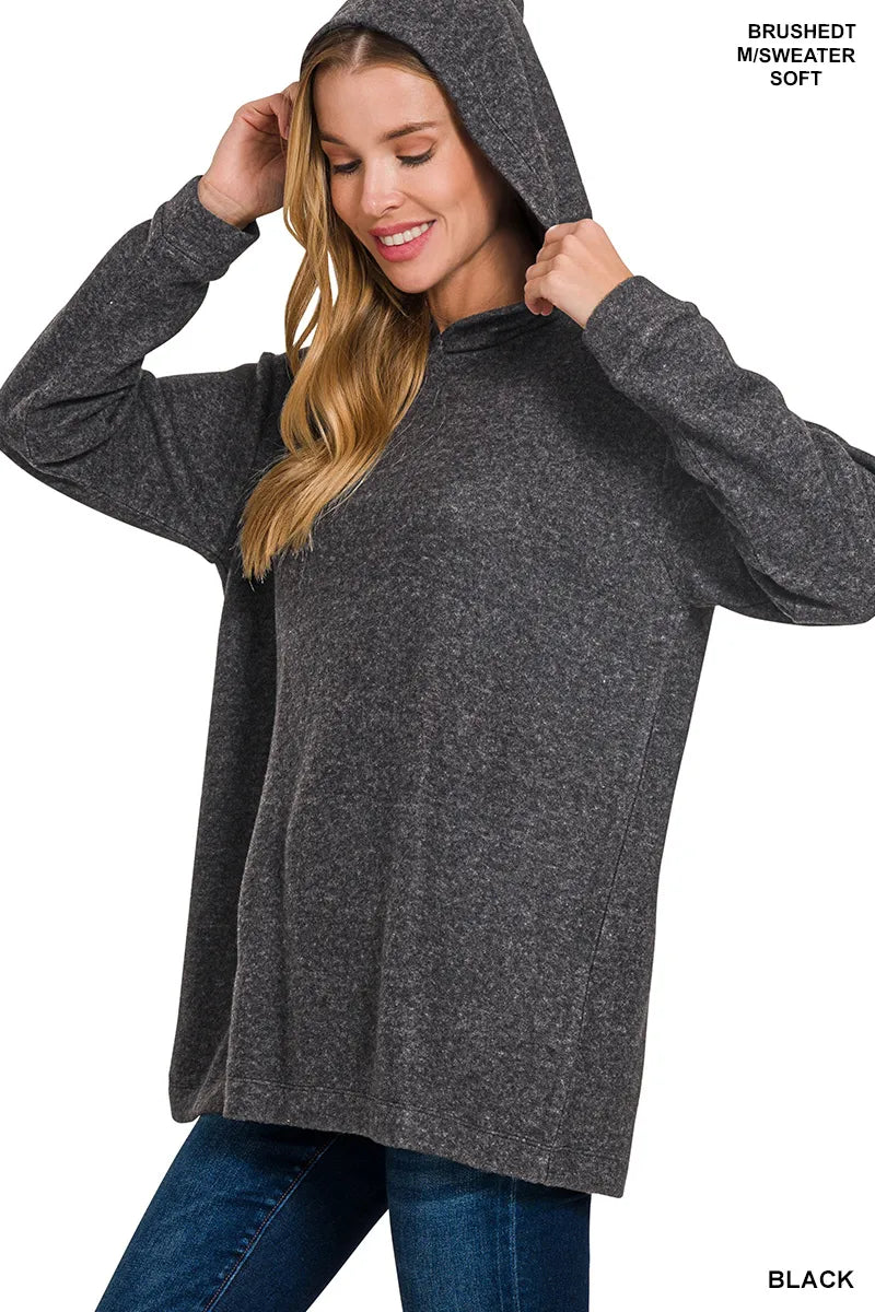 Hooded Brushed Melange Hacci Sweater