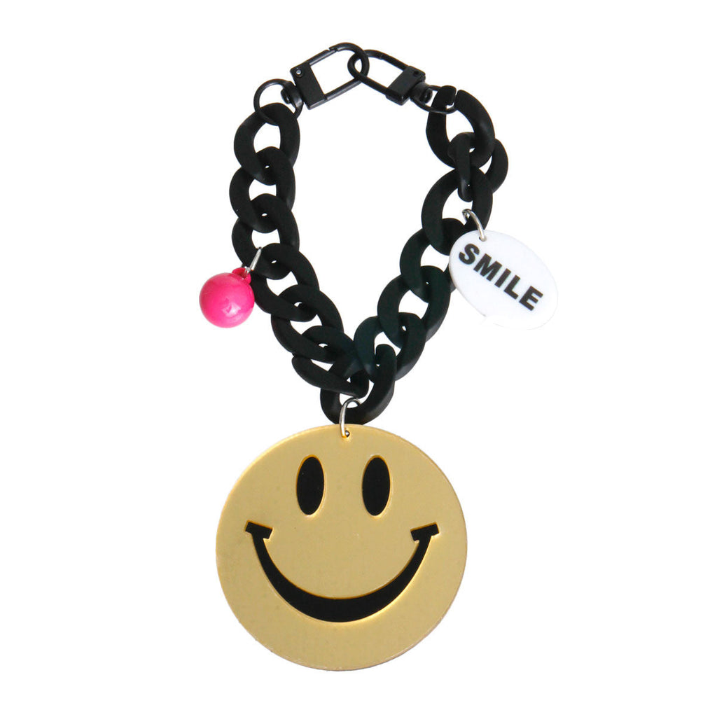 Keychain Bag Charm Gold Big Smile Trendy Accessory