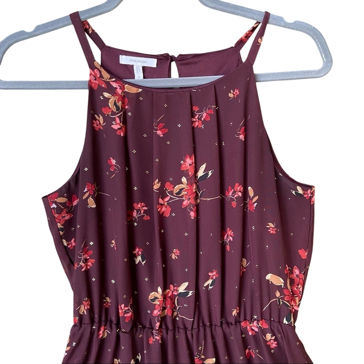 Maurices Womens Small 100% Polyester Purple Floral Sleeveless Fit n Flare Dress