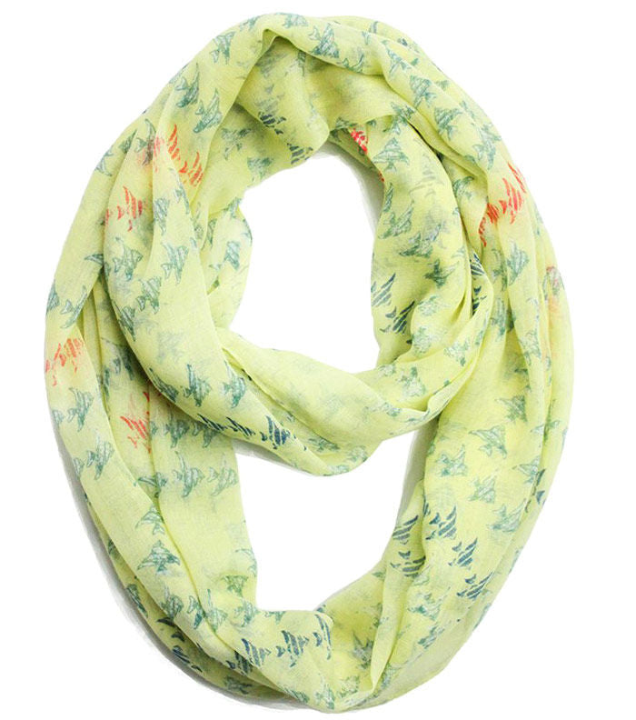 Cotton Infinity Scarf with Fish Print – Stylish Fashion Accessory
