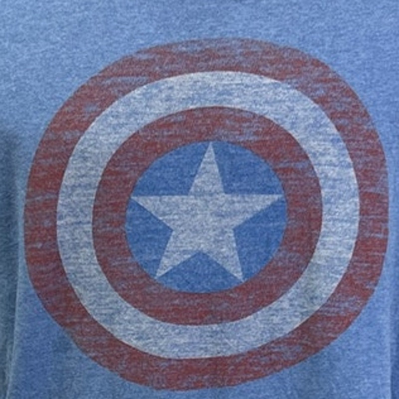 Marvel Mens XL Captain America Shield PolyCotton Short Sleeve Crew Neck Tee