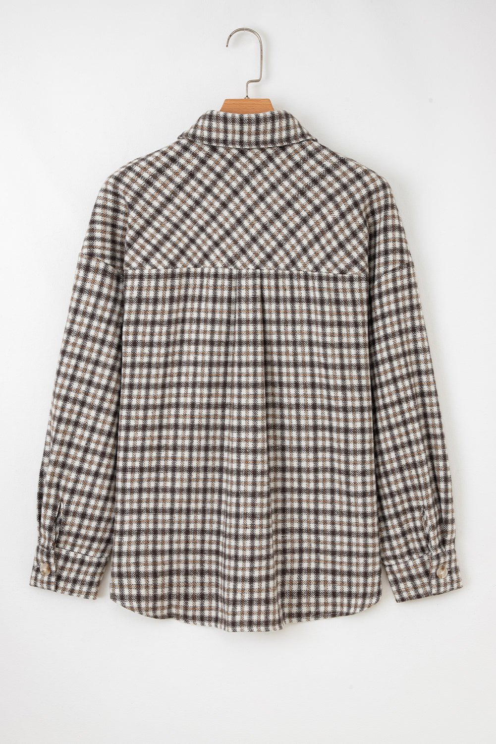 Casual Contrast Corduroy Flap Pocket Patchwork Plaid Shacket