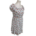 Peach Love California Womens Medium Striped Floral Short Sleeve Smocked Dress