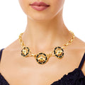 Statement Gold Cable Chain Necklace with Black Bee Pendant