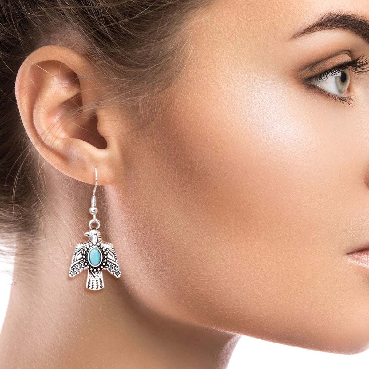 Statement Burnished Silver Thunderbird Earrings Stylish Fashion Jewelry
