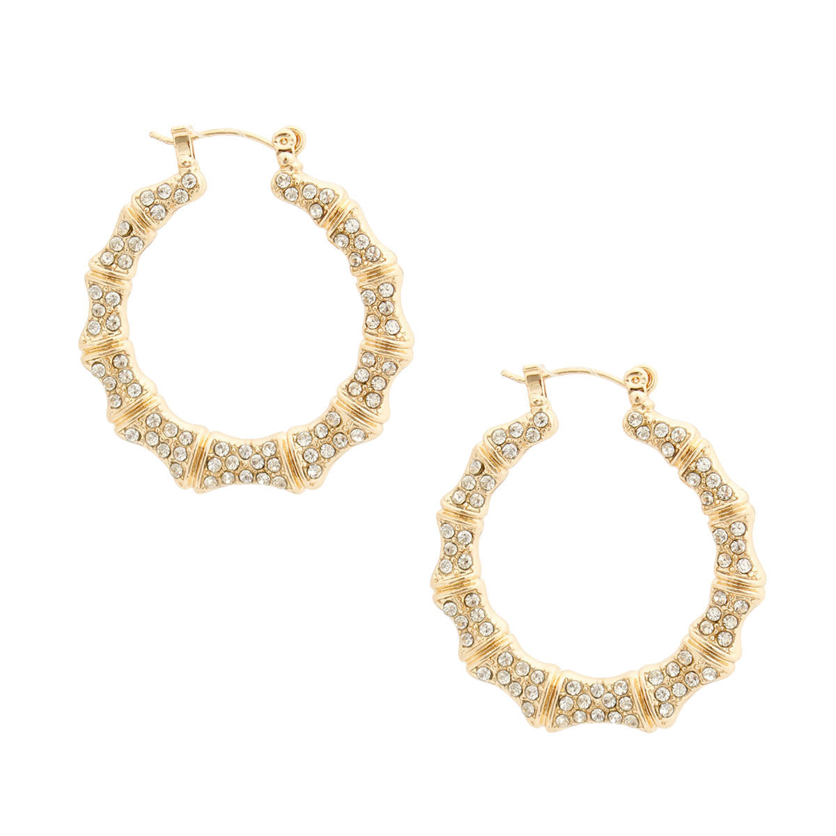 Thin Bamboo Hoop Earrings Gold Bling Stylish Statement Jewelry