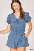 Collared Short Sleeve Button Down Romper