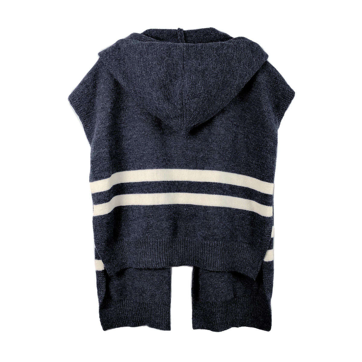Women’s Blue Hooded Stripe Knit Kimono Casual Stylish Layered Top