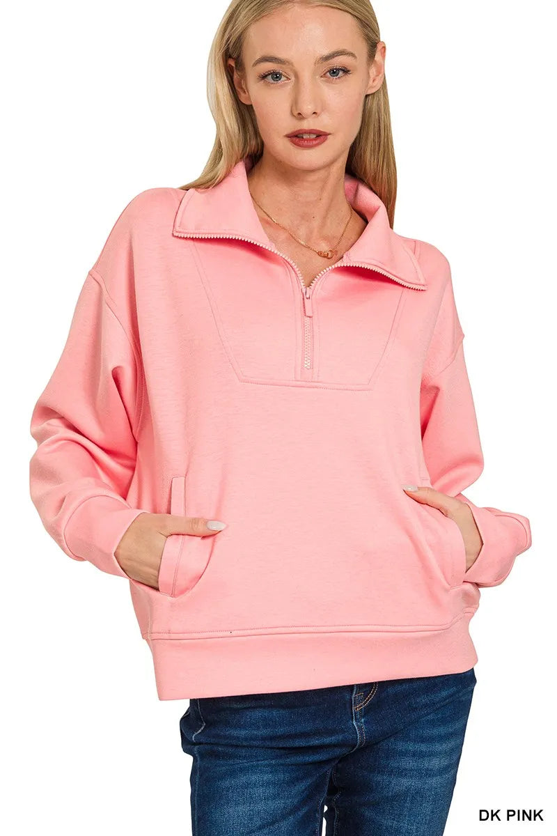 Scuba Half Zip Sweatshirt with Pockets