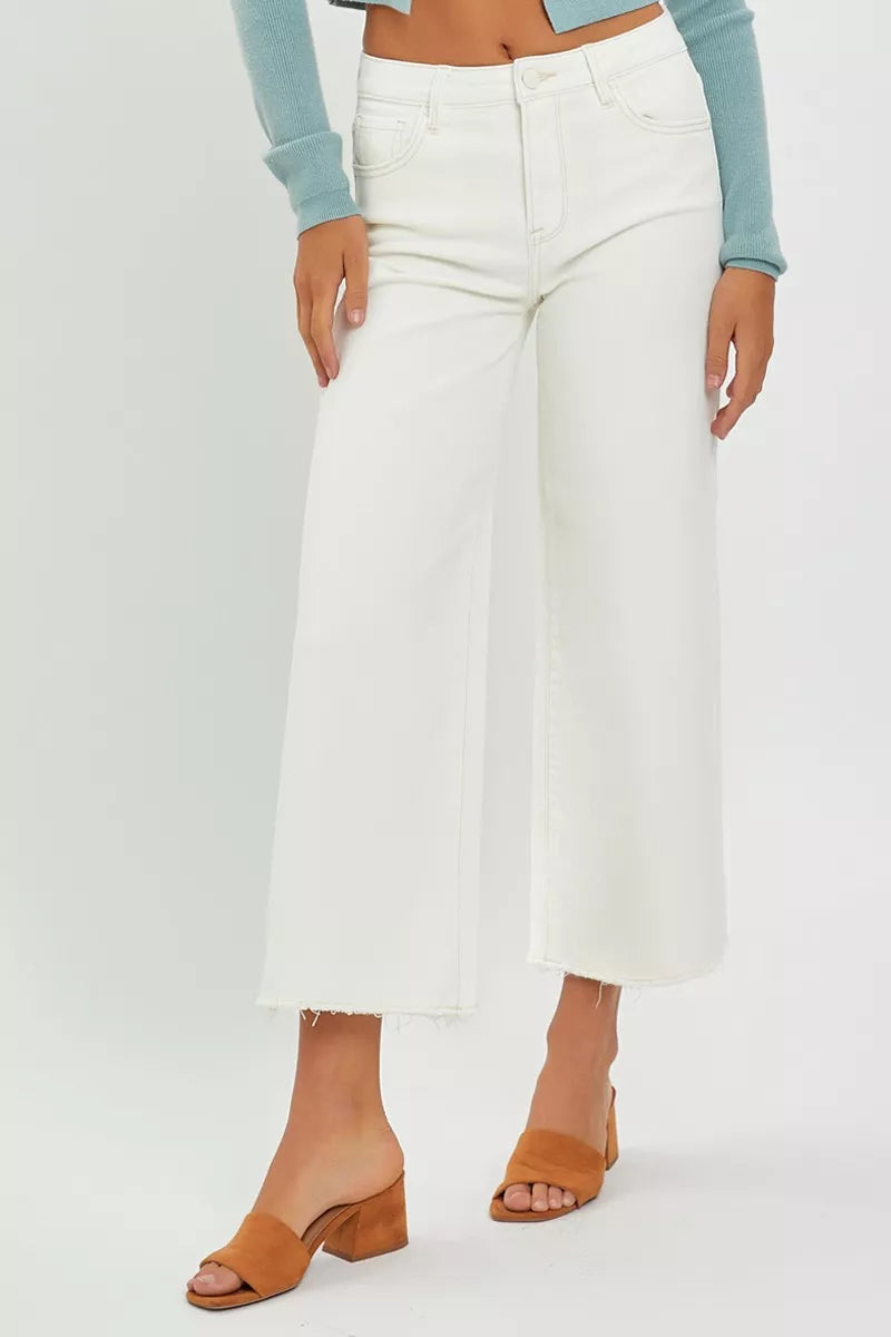 Tummy Control High Rise Crop Wide Jeans