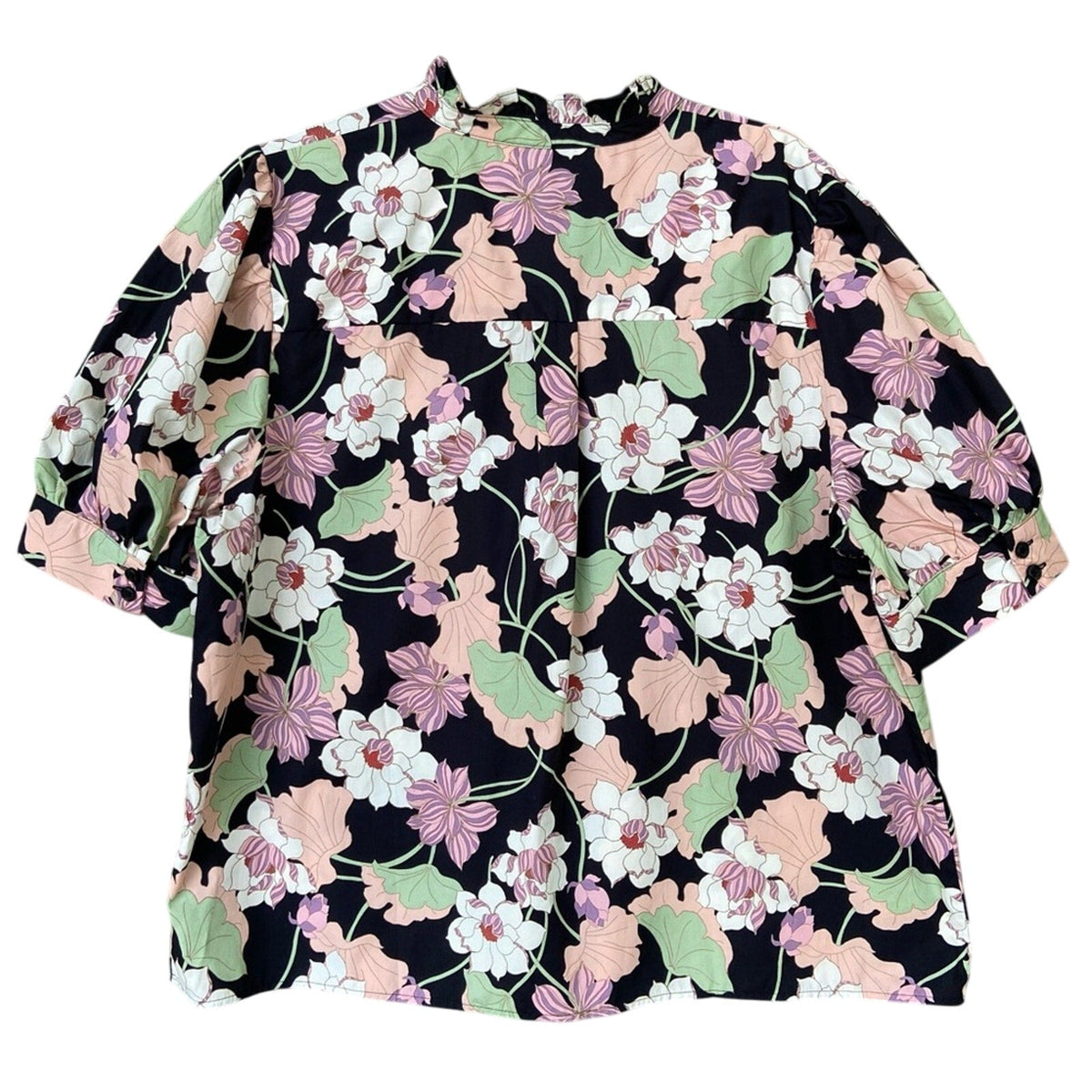 NWT New Who What Wear Womens XXL 100% Cotton Floral Short Sleeve Button Up Top