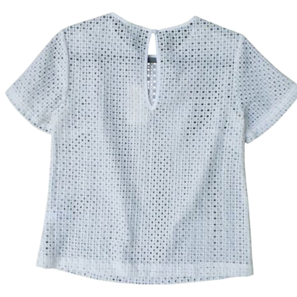 NWT New A New Day Womens XS White 100% Cotton Mesh Short Sleeve Crew Neck Top