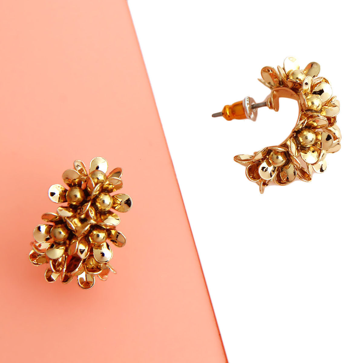 Hoop Earrings Gold Flower Stylish Statement Jewelry