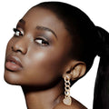 Statement Gold Chain Link Heart Earrings Trendy Chic Jewelry