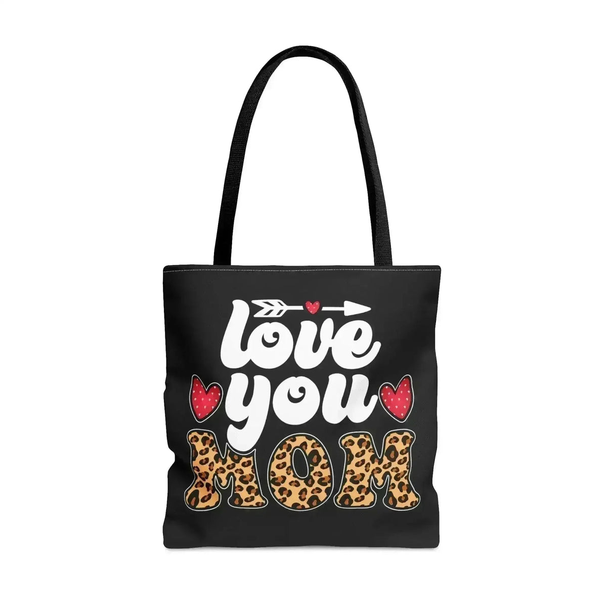 Large Tote Bag Love you Mom Leopard Print