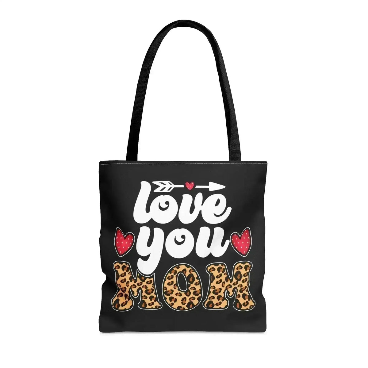 Large Tote Bag Love you Mom Leopard Print